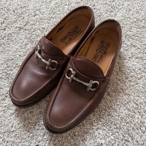 Salvatore Ferragamo Men's Brown Leather Bit Loafers